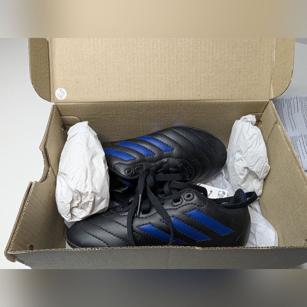 Adidas 10K Youth Goletto VIII FGJ Black Royal Blue Soccer Cleats - Picture 11 of 11